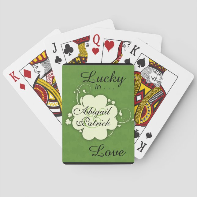 Lucky in Love Personalized Shamrock Design Cards (Back)