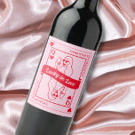 Lucky In Love Pink & Red Custom Bachelorette Favou Wine Label<br><div class="desc">Raise a glass to love and luck with our personalized 'Lucky in Love' bachelorette party wine labels! Featuring the enchanting Queen of Hearts and a hand-drawn woman outline holding a champagne glass, these labels radiate glamour and excitement in bold pink and red hues. Whether you're celebrating in Las Vegas or...</div>