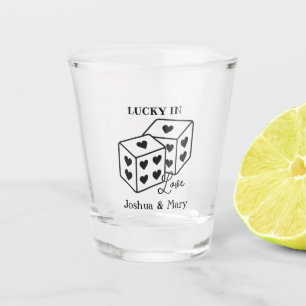 Lucky In Love Playful Pair of Dice Weddings Fun Shot Glass