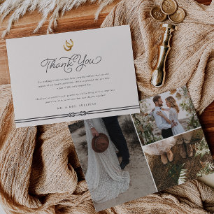 Lucky in Love Rustic Horseshoes Wedding Photo Thank You Card