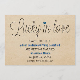 Lucky in Love Save the Date, Blue Invitation
