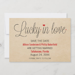 Lucky in Love Save the Date, Red Invitation