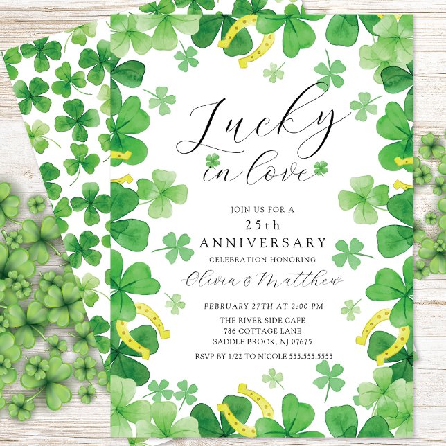 Lucky in Love Shamrock Anniversaire Invitation (Créateur téléchargé)