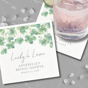 Lucky In Love Shamrock Clover Bridal Shower Napkin