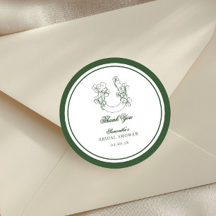 Lucky in Love Shamrock Horseshoe Bridal Shower Classic Round Sticker