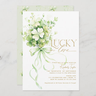 Lucky in Love Shamrock St. Patrick's Bridal Shower Invitation