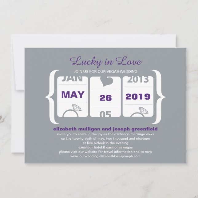 Lucky in Love Slot Machine Wedding Invitation (Front)