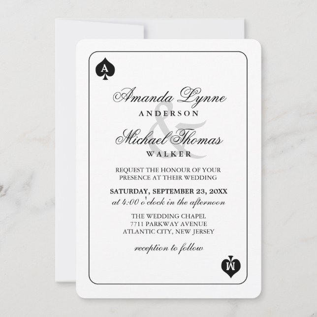 Lucky in Love - Spades Playing Card Wed Invitation (Back)