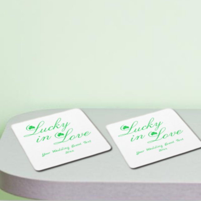 Lucky In Love Square Paper Coaster (Creator Uploaded)