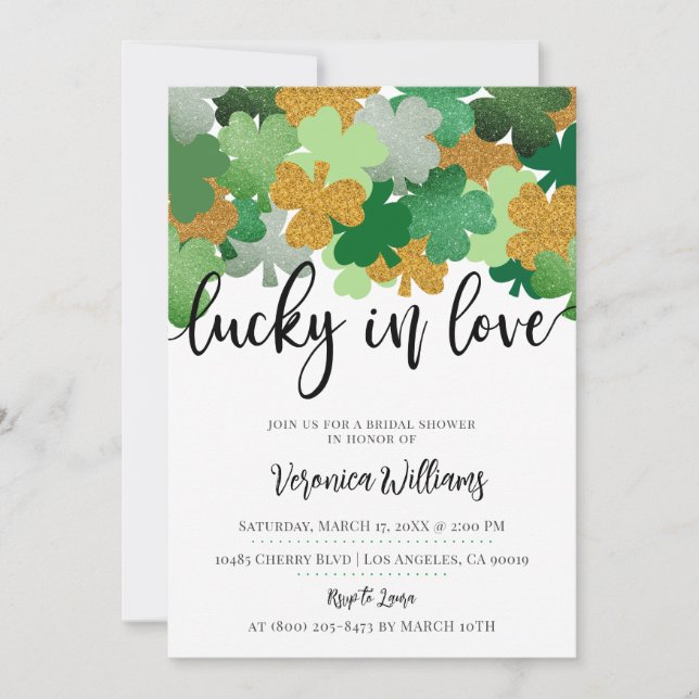 Lucky in Love St. Patrick's Day Bridal Shower Invitation (Front)