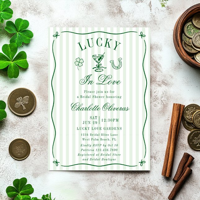 Lucky In Love St Patrick's Day Bridal Shower Invitation (Creator Uploaded)