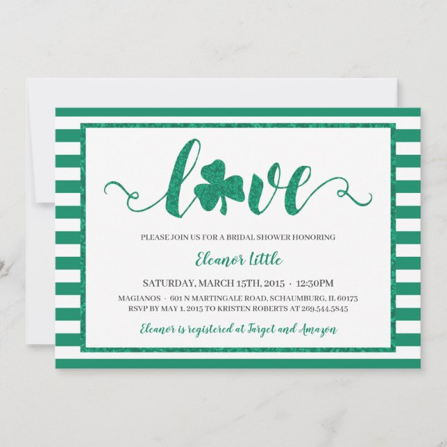 Lucky in Love St. Patrick's Day Bridal Shower Invitation (Front)