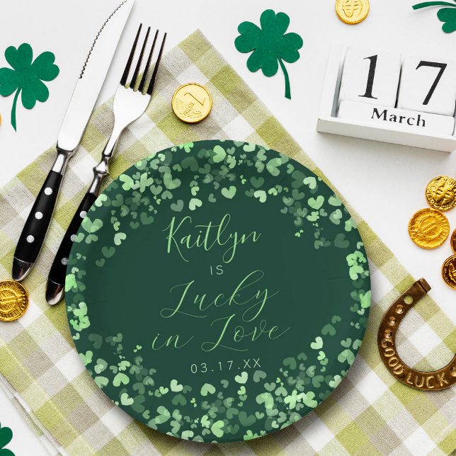 Lucky In Love St. Patrick's Day Bridal Shower Paper Plate (Creator Uploaded)