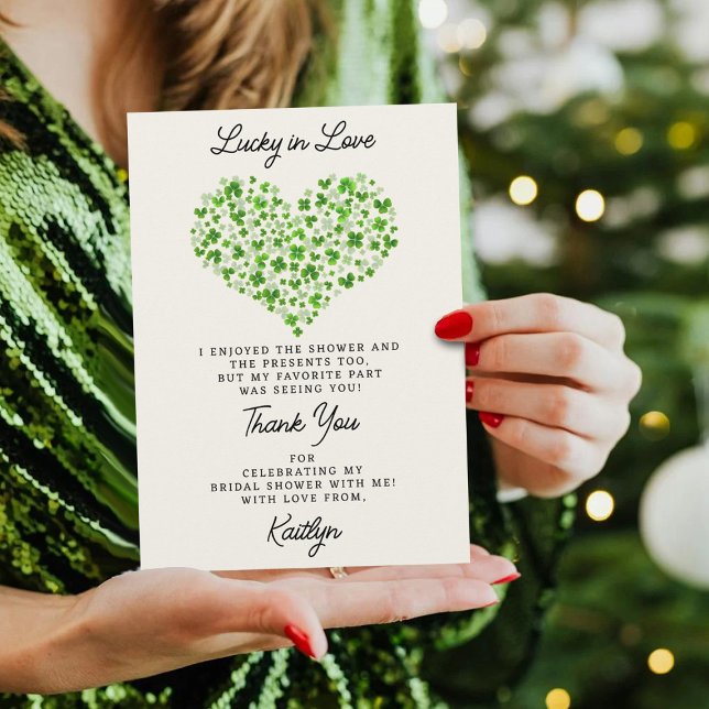 Lucky In Love St. Patrick's Day Bridal Shower Thank You Card (Creator Uploaded)