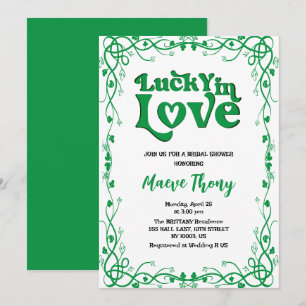 lucky in love st patricks day green bridal shower invitation