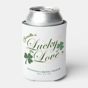 Lucky in Love St Patrick's Modern Bridal Shower  Can Cooler
