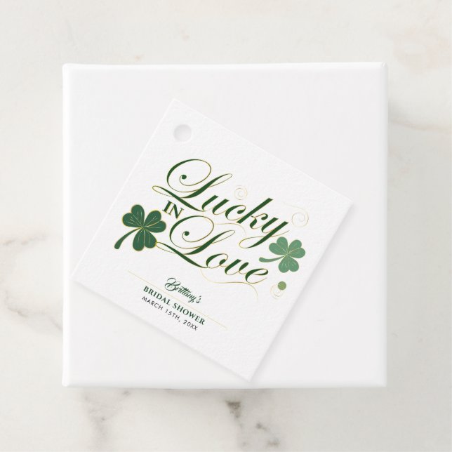 Lucky in Love St Patrick's Modern Bridal Shower  Favour Tags (In Situ)