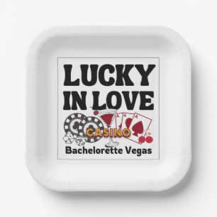 Lucky In Love Vegas Bachelorette Paper Plate