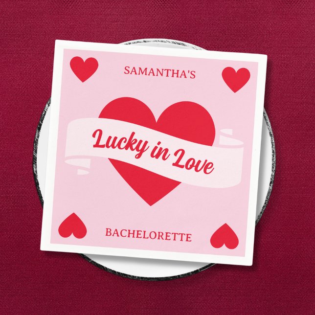 Lucky In Love Vegas Chic Pink & Red Bachelorette Napkin (Lucky In Love Vegas Chic Pink & Red Bachelorette Napkins)