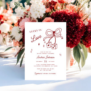 Lucky in Love Vegas Dice Casino Bow Bridal Shower  Invitation