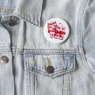 Lucky in Love: Vintage 6 & 7 of Hearts 2 Inch Round Button