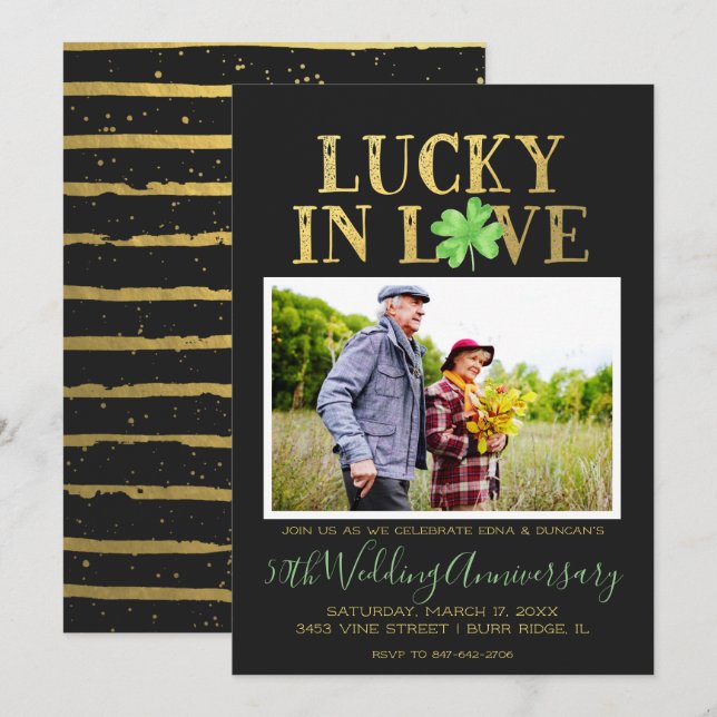 Lucky in Love | Wedding Anniversary Invitation (Front/Back)