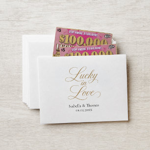 Lucky in Love Wedding Favour Gold Lottery Envelope