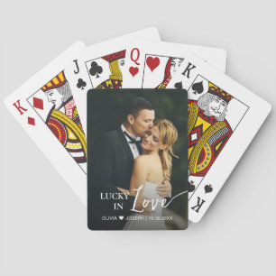 Lucky in Love wedding favour modern personalized Playing Cards