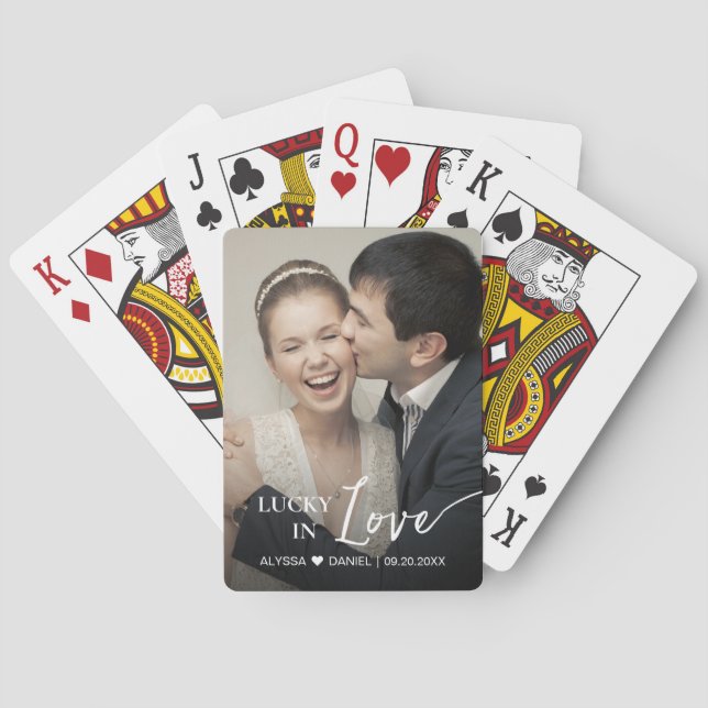 "Lucky in Love" wedding favour Personalized Playing Cards (Back)