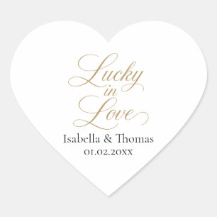Lucky in Love Wedding Favour Stickers Heart Seal