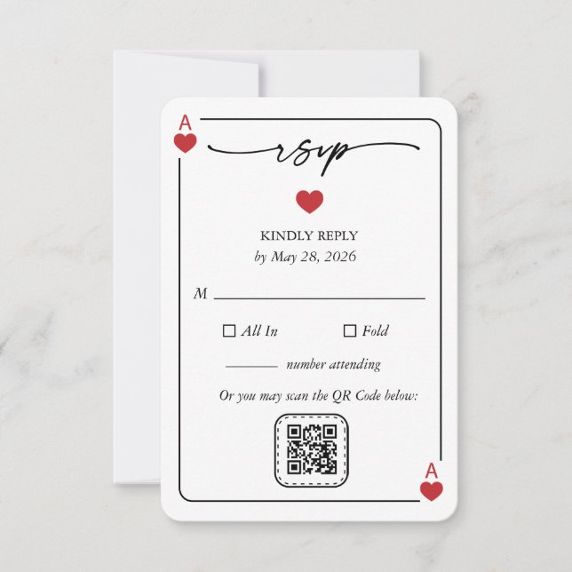 Lucky in Love Wedding RSVP Card with QR Option (Front)