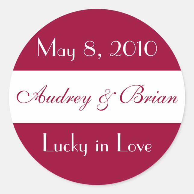 "Lucky in Love" Wedding Sticker (Front)