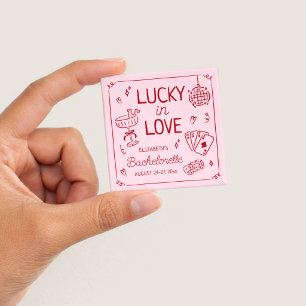 Lucky In Love Whimsical Hand Drawn Bachelorette 2 Inch Square Button