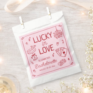 Lucky In Love Whimsical Hand Drawn Bachelorette Favour Bag