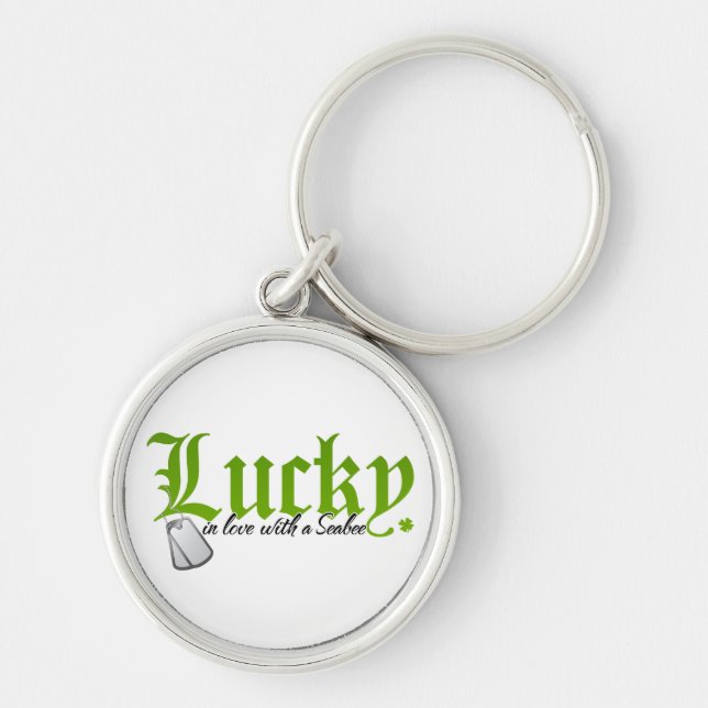 Lucky in Love with a Seabee Keychain (Front)