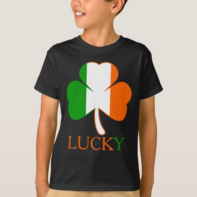 Lucky Ireland Flag Colours St. Patrick's Day Boys T-Shirt (Front)