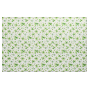 Lucky Irish 4 Leaf Clover Shamrock Watercolor Art Fabric