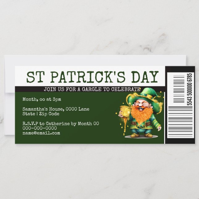 Lucky Irish boarding pass ticket St Patrick's Day Invitation (Front)