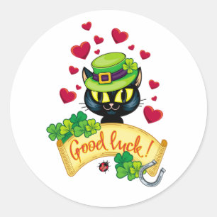 Lucky Irish Cat! Classic Round Sticker