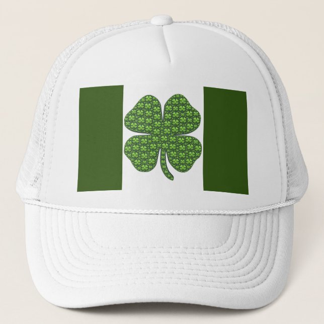 Lucky Irish Clover Flag Trucker Hat (Front)