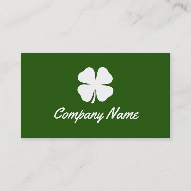 Lucky Irish clover green business card template (Front)