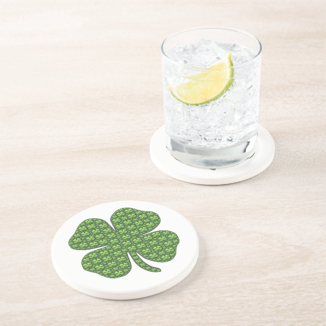 Lucky Irish Clover Sandstone Coaster (Side)