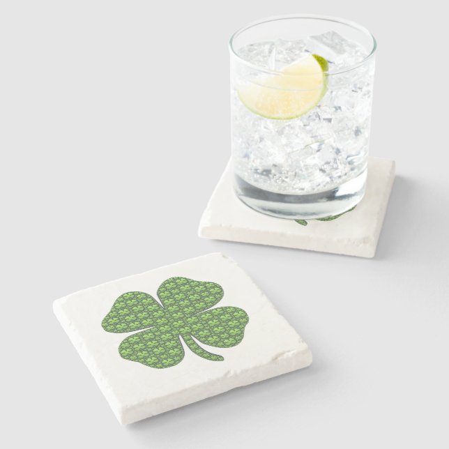 Lucky Irish Clover Stone Coaster (Side)