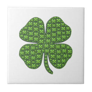 Lucky Irish Clover White Tile