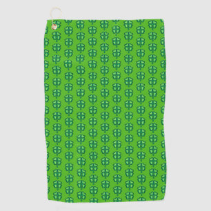 Lucky Irish four leaf clover shamrocks Golf Towel