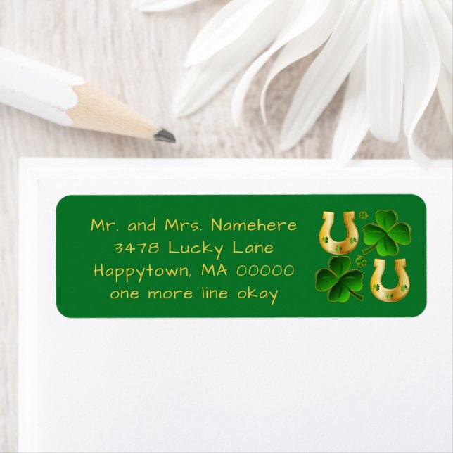 Lucky Irish Green Clover Horseshoes adresse de ret (En situation)