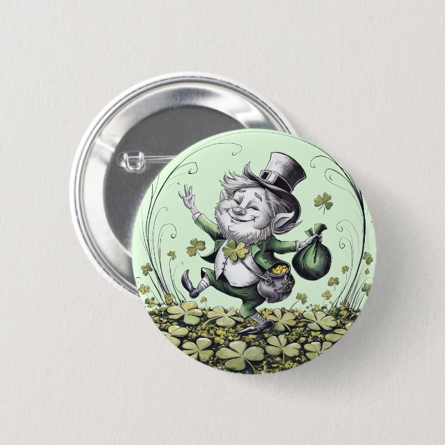 Lucky Irish Leprechaun 2 Inch Round Button (Front & Back)