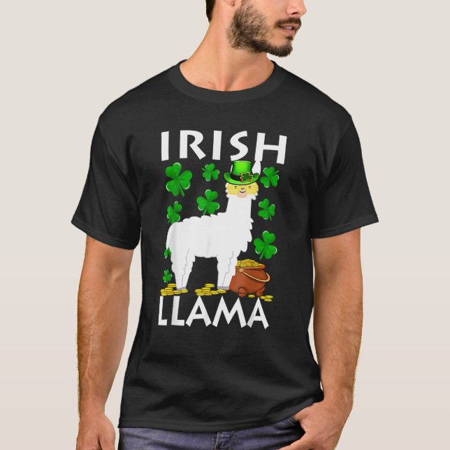 Lucky Irish Llama Shamrock St Patrick Day Animal G T-Shirt (Front)
