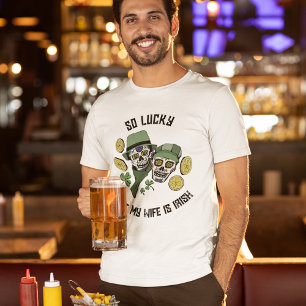 Lucky Irish Love Gift for Husband Sugar Skulls  T-Shirt
