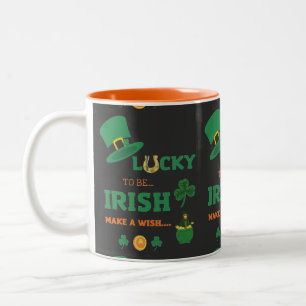 Lucky irish make a wish Two-Tone coffee mug